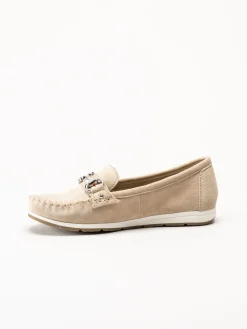 Marco Tozzi - Beige loafers i mocka