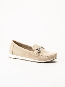 Marco Tozzi - Beige loafers i mocka