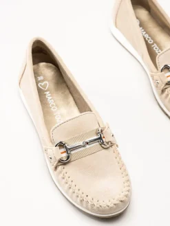 Marco Tozzi - Beige loafers i mocka