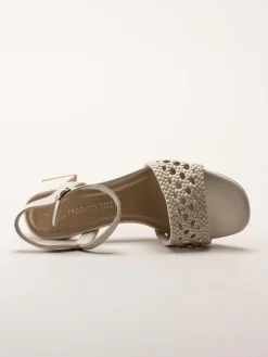 Marco Tozzi - Beige sandaletter med klack