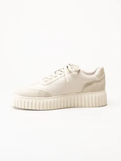 Marco Tozzi - Beige sneakers i skinnimitation