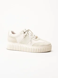 Marco Tozzi - Beige sneakers i skinnimitation