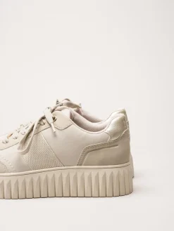 Marco Tozzi - Beige sneakers i skinnimitation
