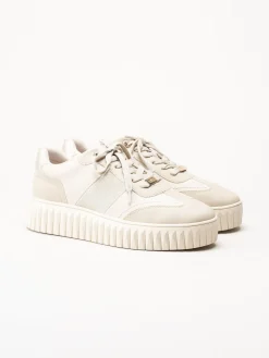 Marco Tozzi - Beige sneakers i skinnimitation