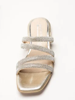 Marco Tozzi - Guldfärgade sandaler med strass
