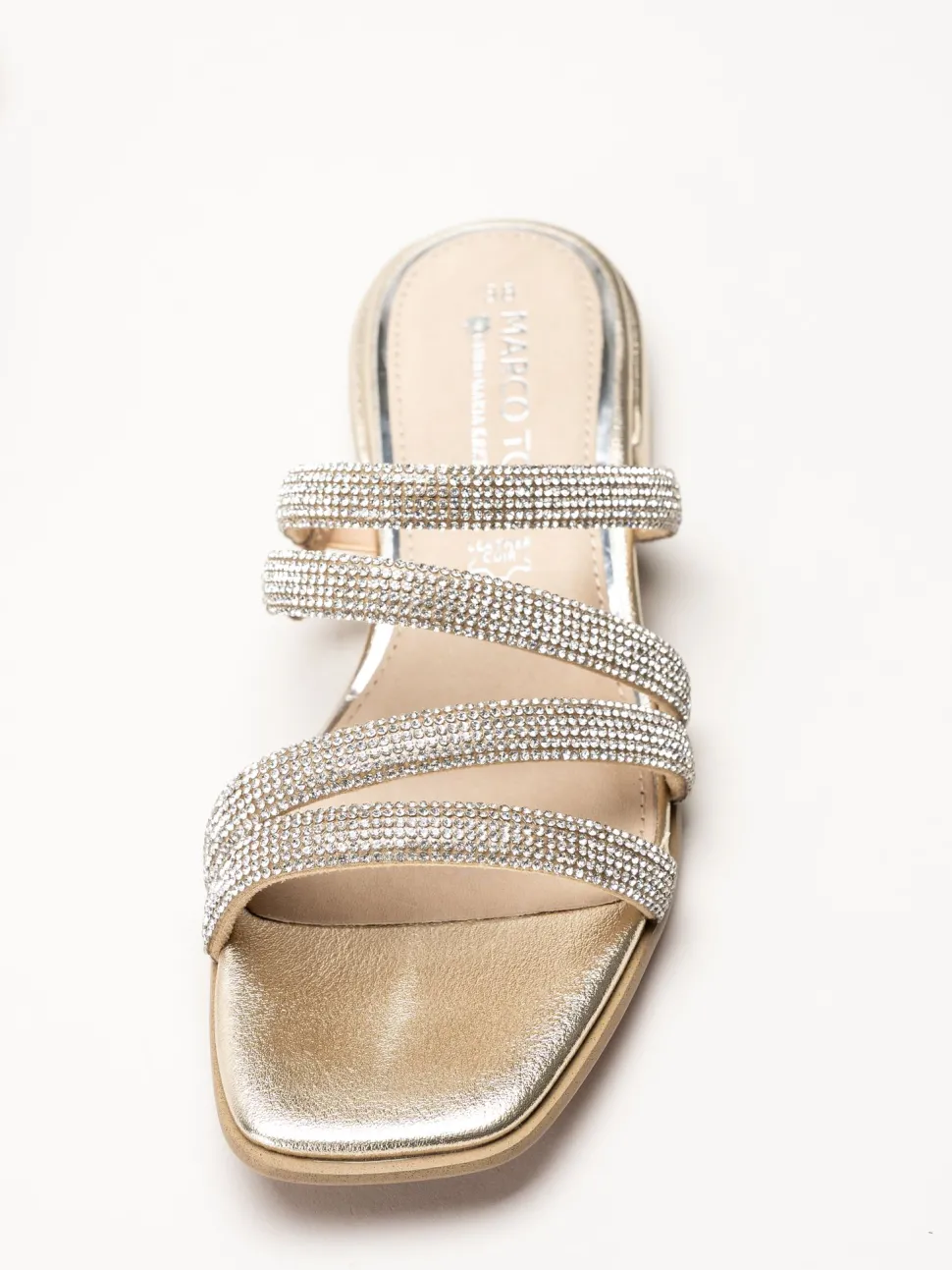 Marco Tozzi - Guldfärgade sandaler med strass