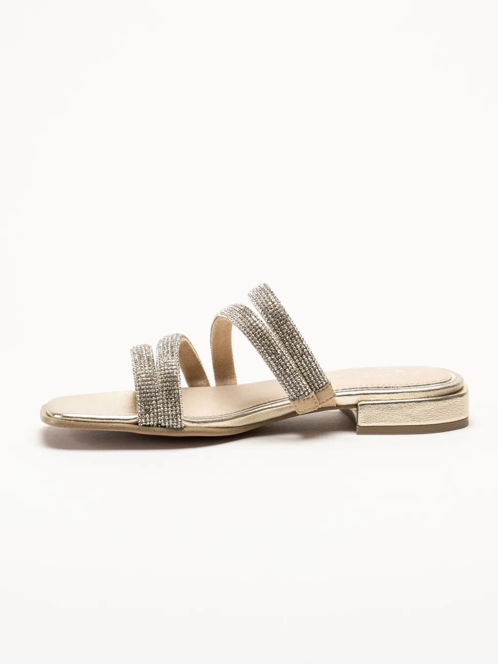 Marco Tozzi - Guldfärgade sandaler med strass