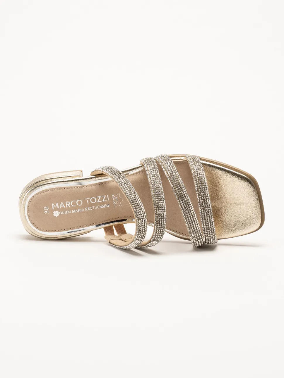 Marco Tozzi - Guldfärgade sandaler med strass