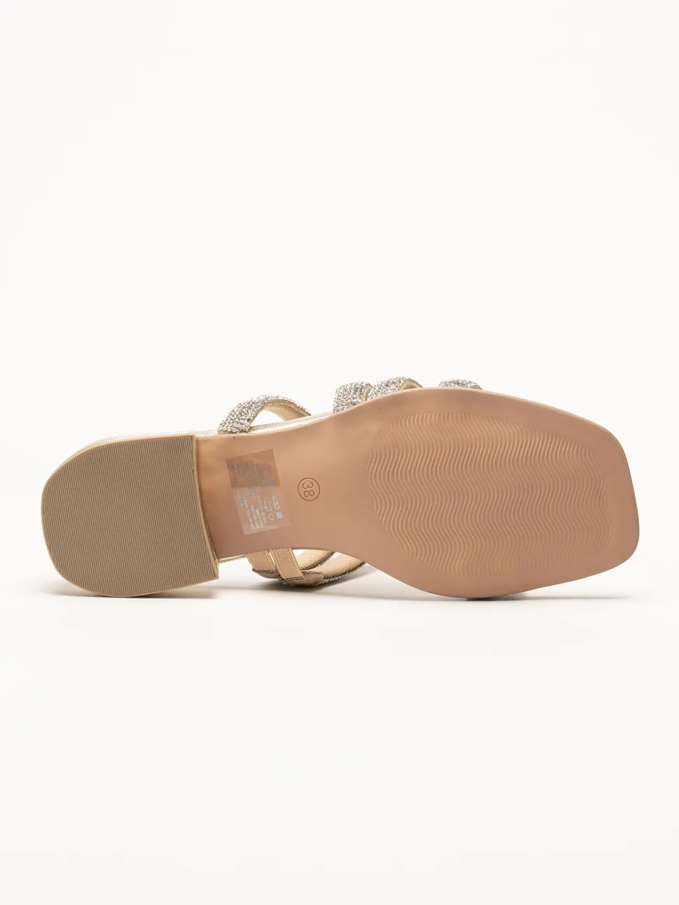 Marco Tozzi - Guldfärgade sandaler med strass