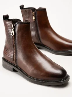 Marco Tozzi - Ljusbruna boots i skinn