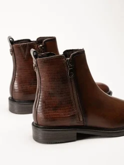 Marco Tozzi - Ljusbruna boots i skinn