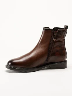 Marco Tozzi - Ljusbruna boots i skinn