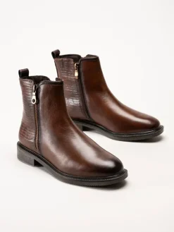 Marco Tozzi - Ljusbruna boots i skinn