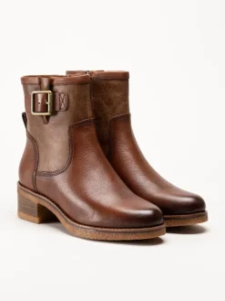 Marco Tozzi - Ljusbruna boots i skinn