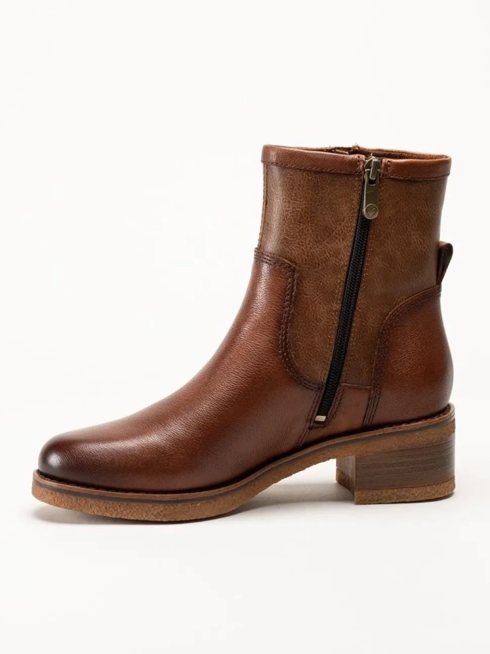 Marco Tozzi - Ljusbruna boots i skinn