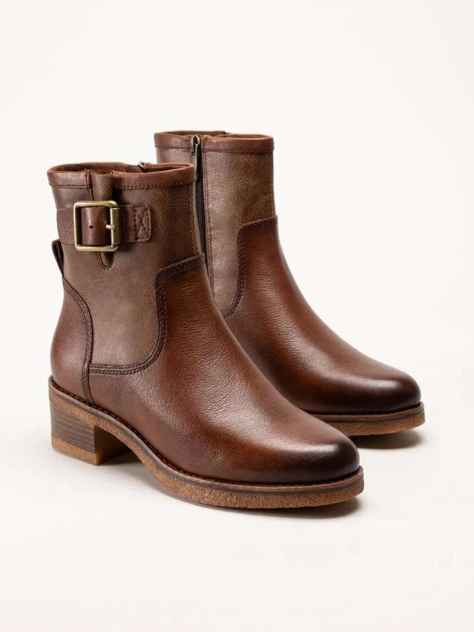Marco Tozzi - Ljusbruna boots i skinn