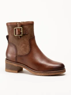 Marco Tozzi - Ljusbruna boots i skinn