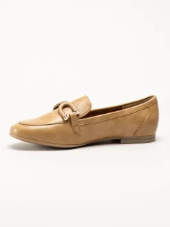 Marco Tozzi - Ljusbruna loafers i skinnimitation