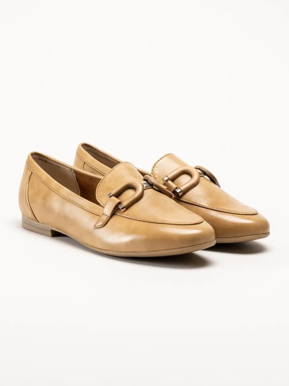 Marco Tozzi - Ljusbruna loafers i skinnimitation