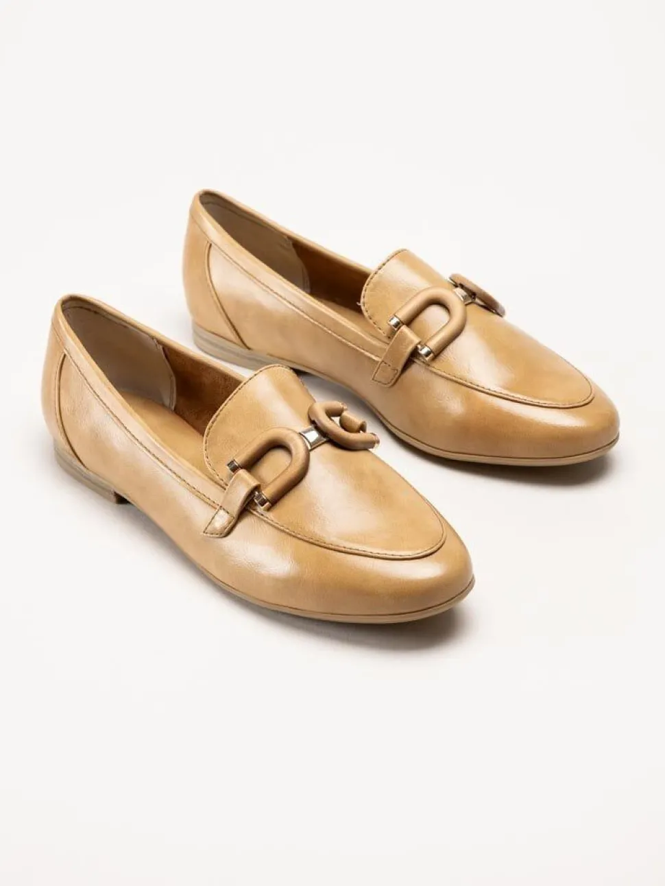 Marco Tozzi - Ljusbruna loafers i skinnimitation