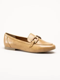 Marco Tozzi - Ljusbruna loafers i skinnimitation