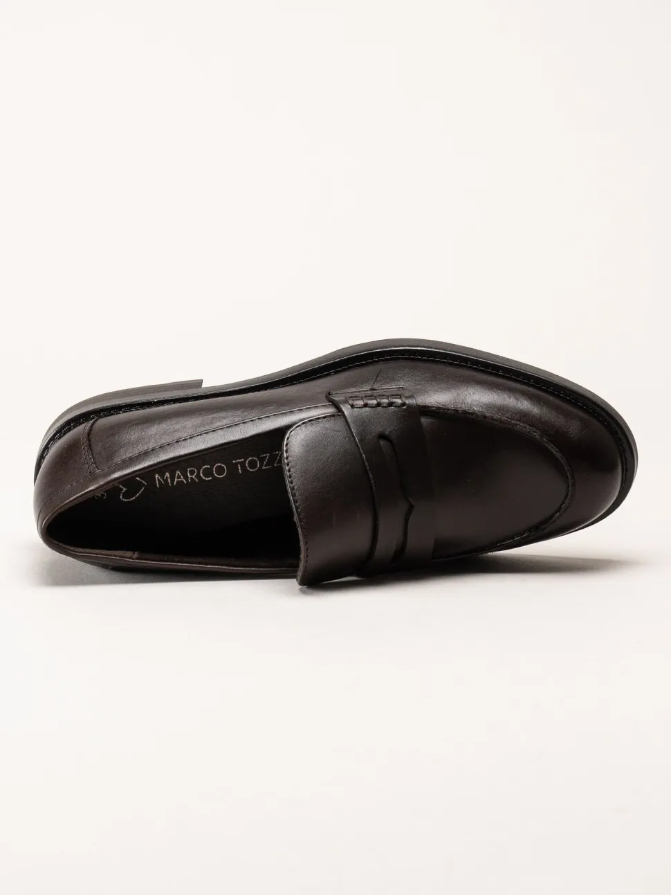 Marco Tozzi - Mörkbruna loafers i skinn