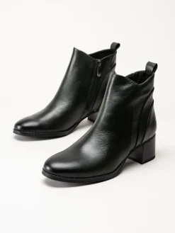 Marco Tozzi - Mörkgröna boots i skinn