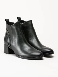 Marco Tozzi - Mörkgröna boots i skinn