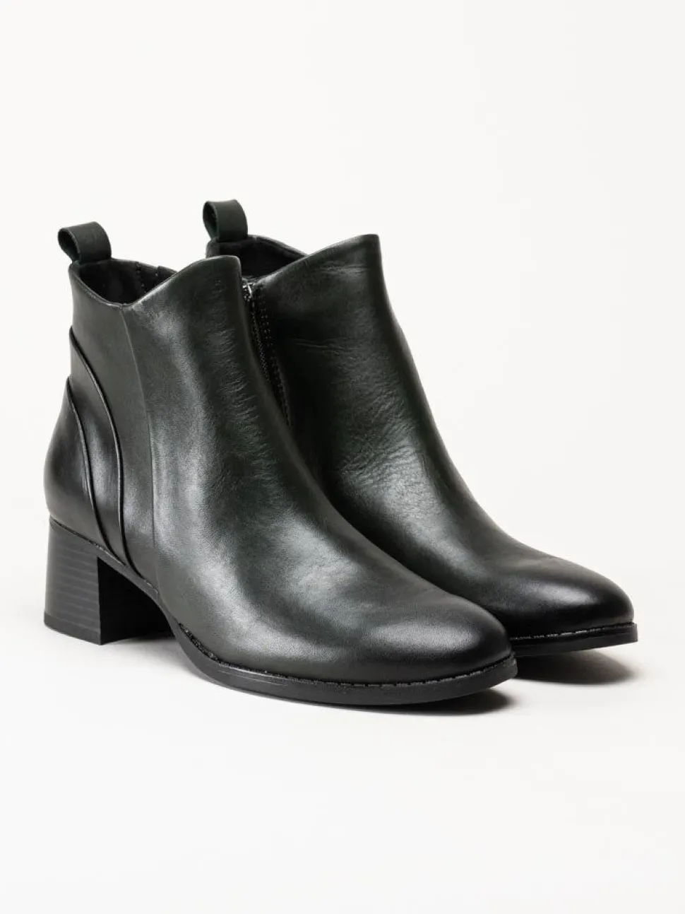 Marco Tozzi - Mörkgröna boots i skinn