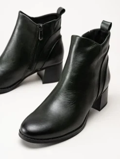 Marco Tozzi - Mörkgröna boots i skinn