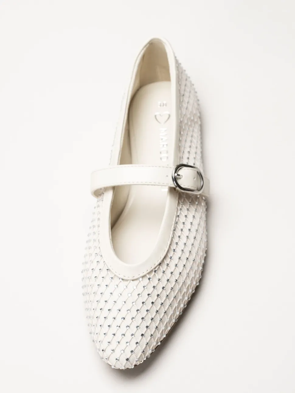 Marco Tozzi - Offwhite ballerinaskor med strass