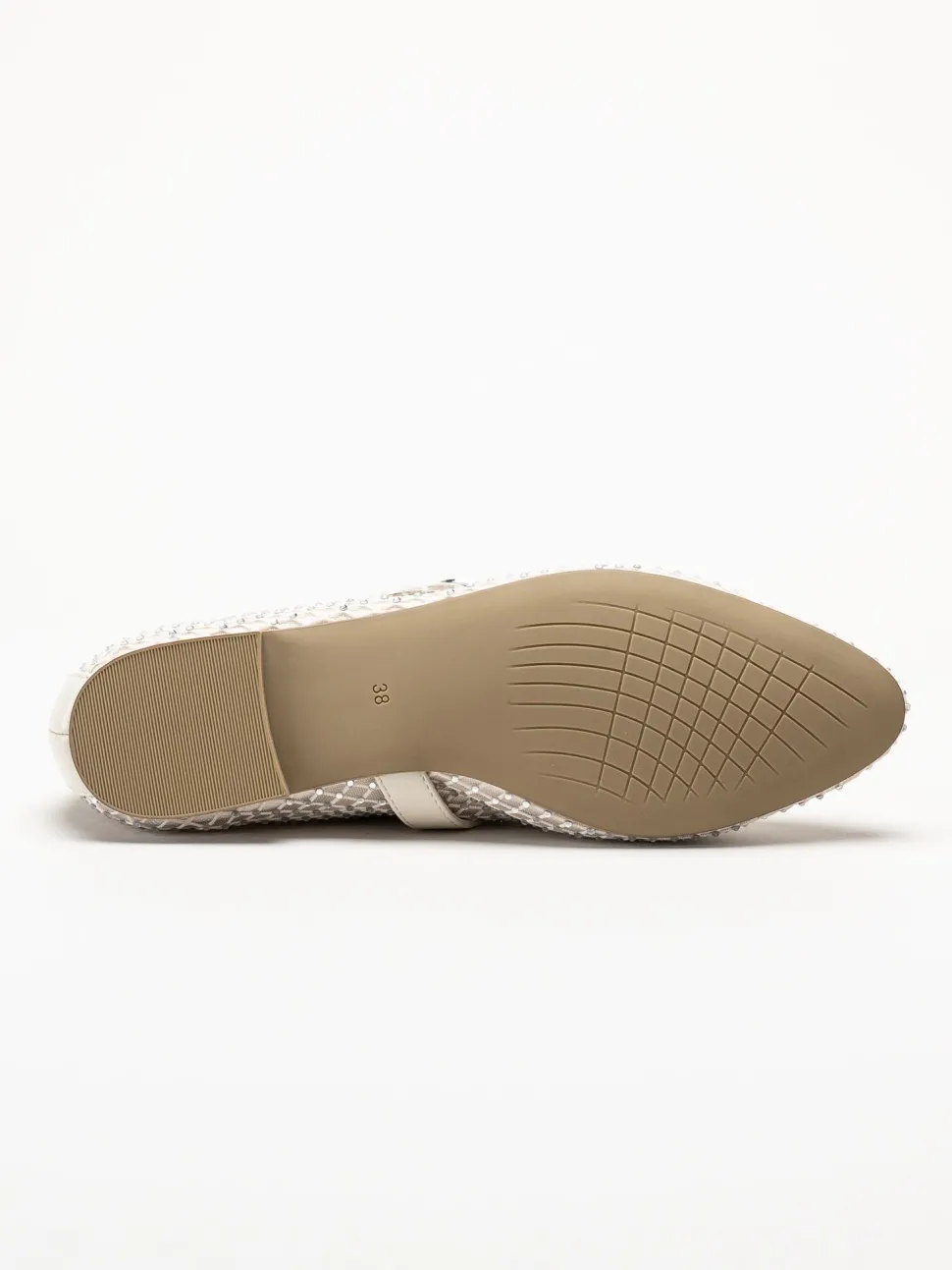 Marco Tozzi - Offwhite ballerinaskor med strass