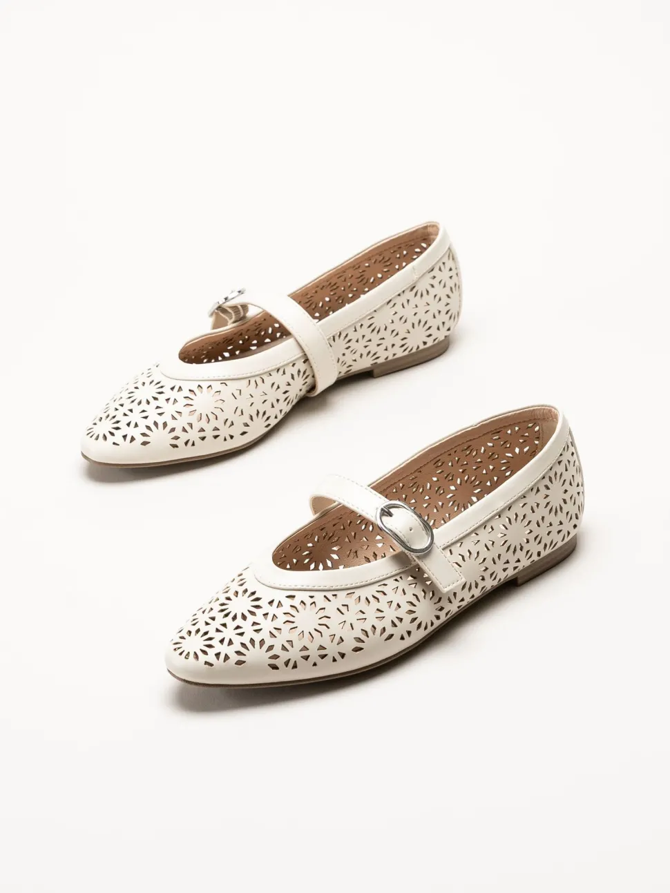 Marco Tozzi - Offwhite ballerinaskor med sleif