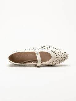 Marco Tozzi - Offwhite ballerinaskor med sleif
