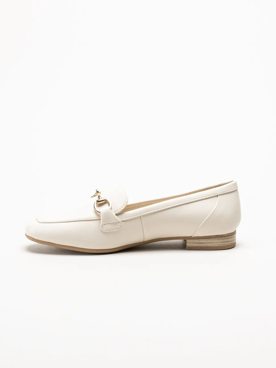 Marco Tozzi - Offwhite loafers i skinnimitation