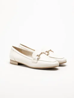 Marco Tozzi - Offwhite loafers i skinnimitation