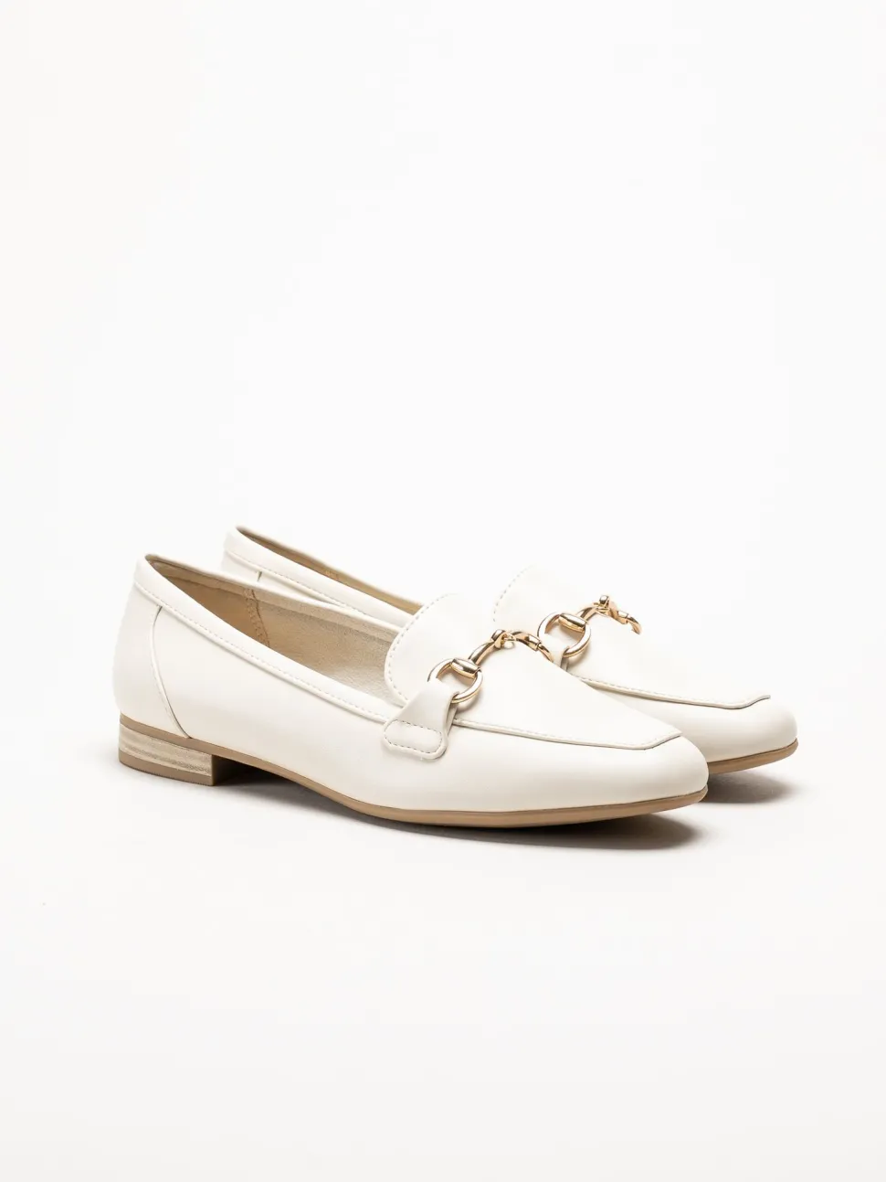 Marco Tozzi - Offwhite loafers i skinnimitation