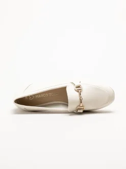 Marco Tozzi - Offwhite loafers i skinnimitation