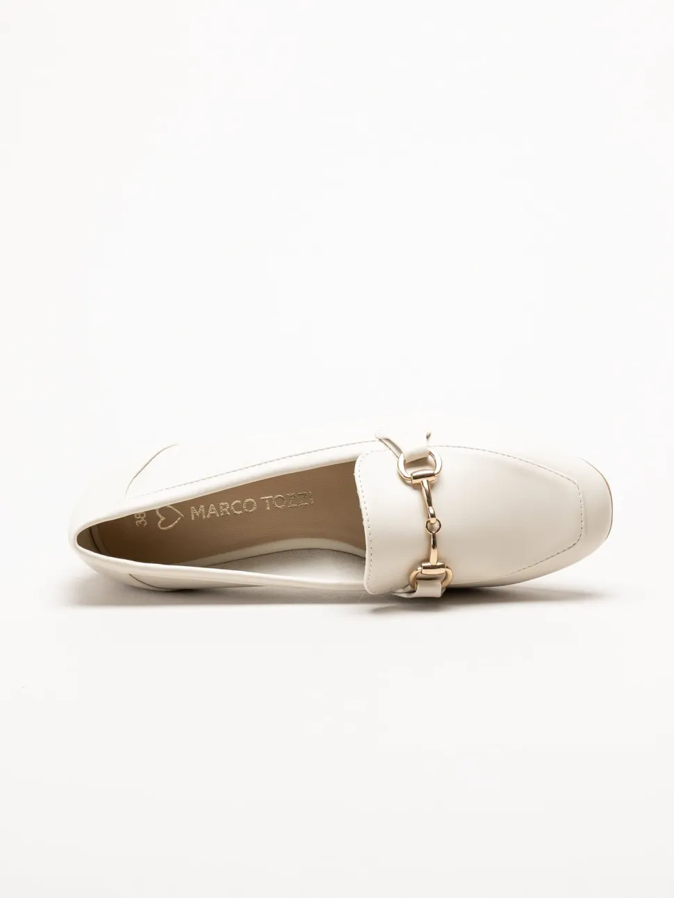 Marco Tozzi - Offwhite loafers i skinnimitation