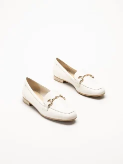 Marco Tozzi - Offwhite loafers i skinnimitation