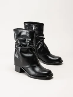 Marco Tozzi - Svarta boots med nedvikt skaft