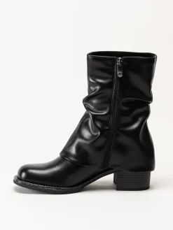Marco Tozzi - Svarta boots med nedvikt skaft