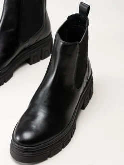 Marco Tozzi - Svarta chelsea boots i skinn