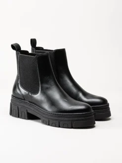 Marco Tozzi - Svarta chelsea boots i skinn