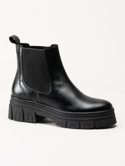 Marco Tozzi - Svarta chelsea boots i skinn