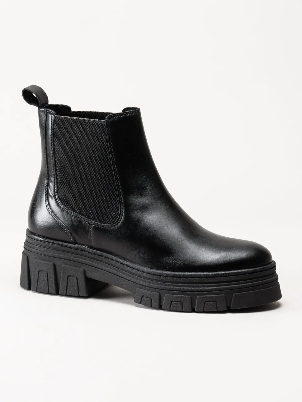 Marco Tozzi - Svarta chelsea boots i skinn