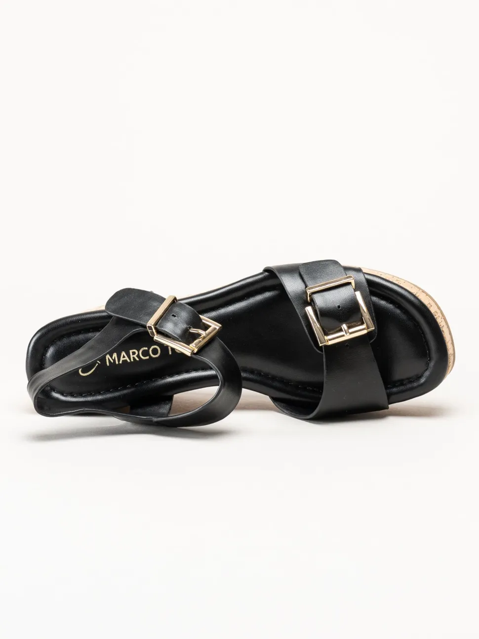 Marco Tozzi - Svarta kilsandaletter i skinnimitation