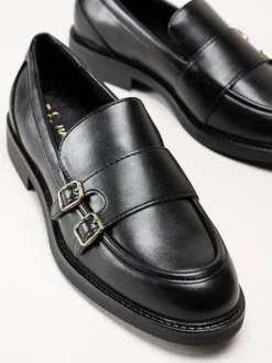Marco Tozzi - Svarta loafers i skinnimitation