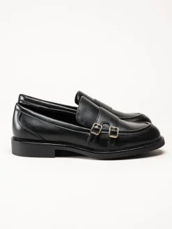 Marco Tozzi - Svarta loafers i skinnimitation