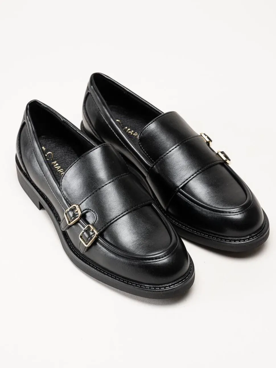 Marco Tozzi - Svarta loafers i skinnimitation